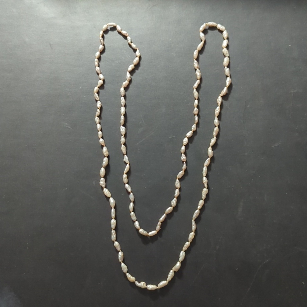 Genuine Grey Rice Pearls Beaded Statement Necklace